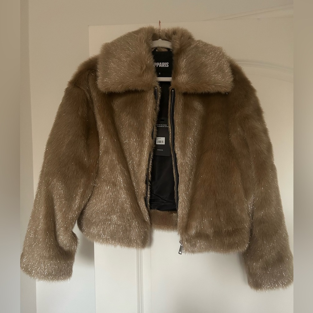 Faux Fur Metallic Jacket. Brand new Apparis jacket with tags.
